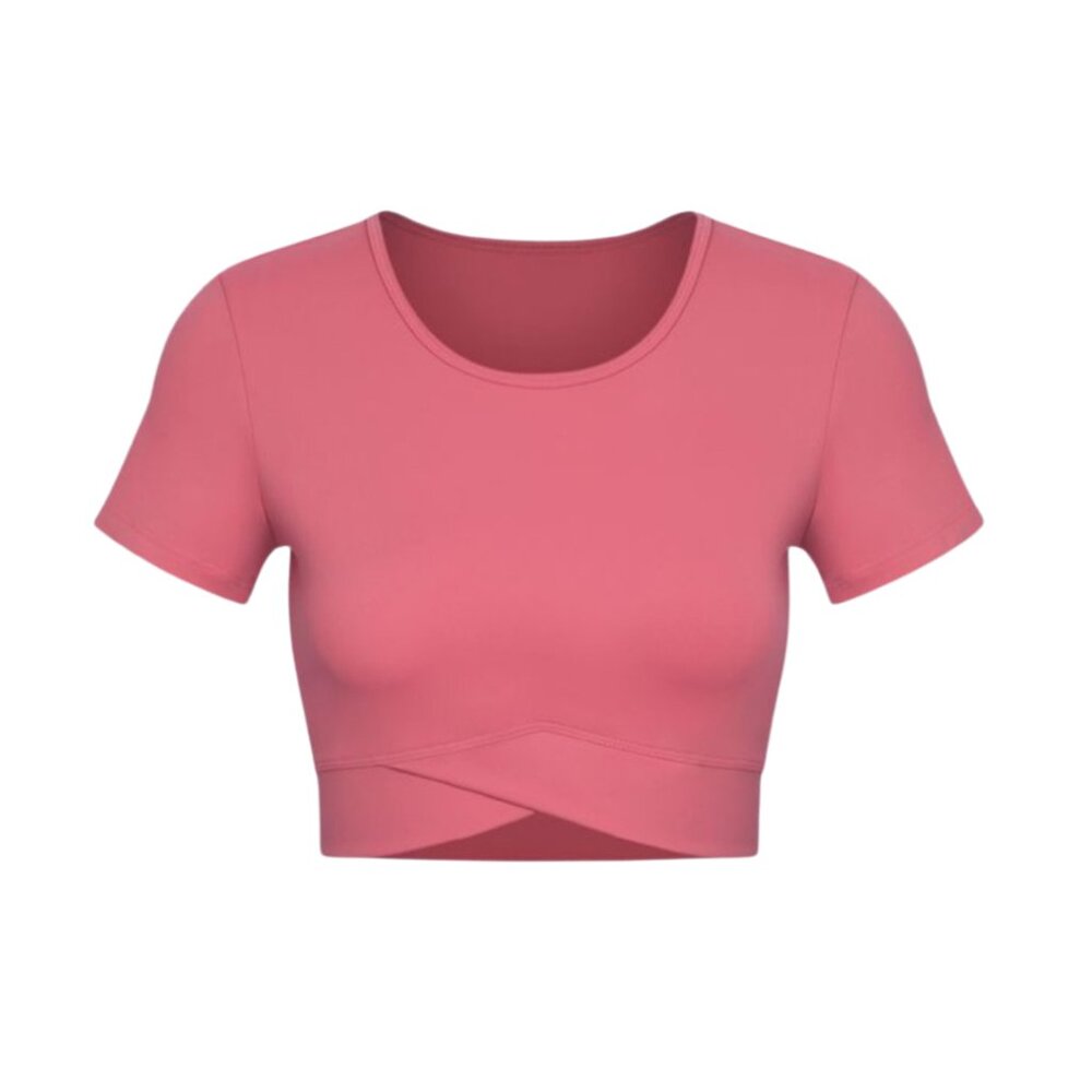 NWT Coral Red Seamless Crop Top Y2K Pilates Gym Athleisure Bralette
